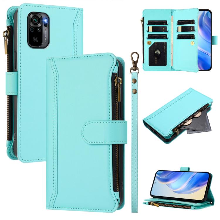 Magnetic Closure 9 Card Slots Zipper Leather Case with Hand Strap, For Redmi Note 12 Pro 5G Global / Poco X5 Pro, For Redmi Note 12 5G Global / Poco X5, For Redmi 10 5G / Note 11E / 11 Prime 5G, For Redmi Note 10 4G / Note 10S / Poco M5s               ...
