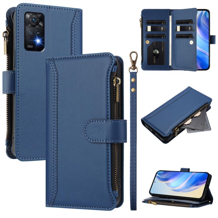 Magnetic Closure 9 Card Slots Zipper Leather Case with Hand Strap, For Redmi K60 / K60 Pro / Poco F5 Pro, For Redmi Note 11 / 11S 4G / 12S 4G, For Redmi A1+ / A2+ / Poco C50 / Poco C51, For Redmi Note 11 Pro 4G / 5G, For Redmi Note 12 4G Global        ...