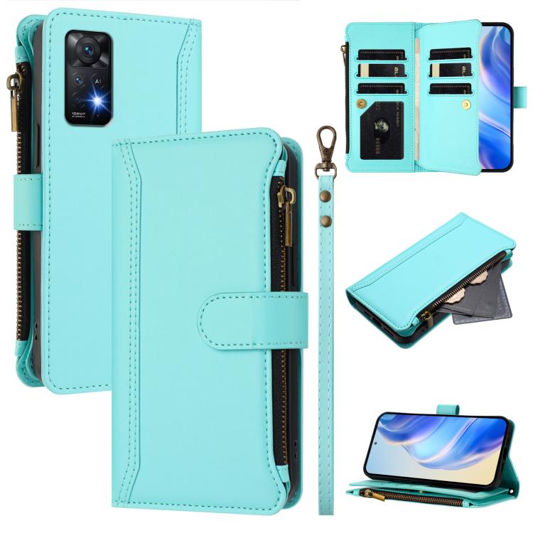 Magnetic Closure 9 Card Slots Zipper Leather Case with Hand Strap, For Redmi K60 / K60 Pro / Poco F5 Pro, For Redmi Note 11 / 11S 4G / 12S 4G, For Redmi A1+ / A2+ / Poco C50 / Poco C51, For Redmi Note 11 Pro 4G / 5G, For Redmi Note 12 4G Global        ...