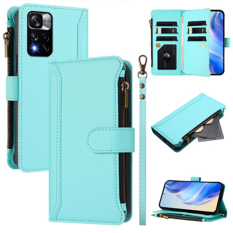 Magnetic Closure 9 Card Slots Zipper Leather Case with Hand Strap, For Redmi Note 12 Pro 5G Global / Poco X5 Pro, For Redmi Note 12 5G Global / Poco X5, For Redmi 10 5G / Note 11E / 11 Prime 5G, For Redmi Note 10 4G / Note 10S / Poco M5s               ...
