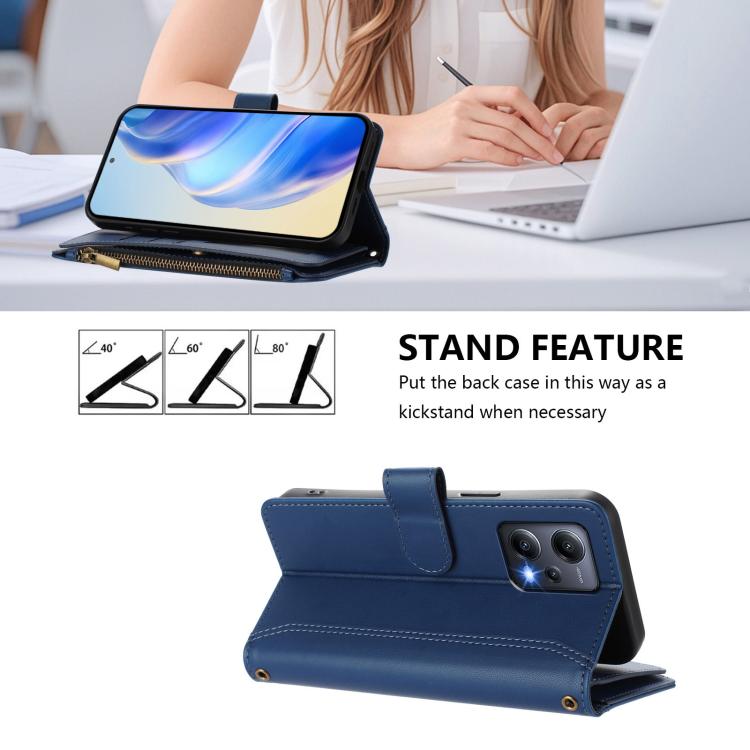 Magnetic Closure 9 Card Slots Zipper Leather Case with Hand Strap, For Redmi Note 12 5G Global / Poco X5, For Redmi 10 5G / Note 11E / 11 Prime 5G, For Redmi Note 10 4G / Note 10S / Poco M5s, For Redmi Note 11 Pro+ 5G EU / Poco X4 NFC                  ...