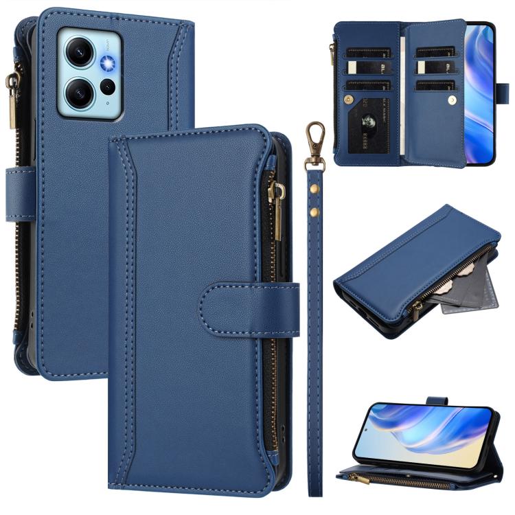 Magnetic Closure 9 Card Slots Zipper Leather Case with Hand Strap, For Redmi K60 / K60 Pro / Poco F5 Pro, For Redmi Note 11 / 11S 4G / 12S 4G, For Redmi A1+ / A2+ / Poco C50 / Poco C51, For Redmi Note 11 Pro 4G / 5G, For Redmi Note 12 4G Global        ...