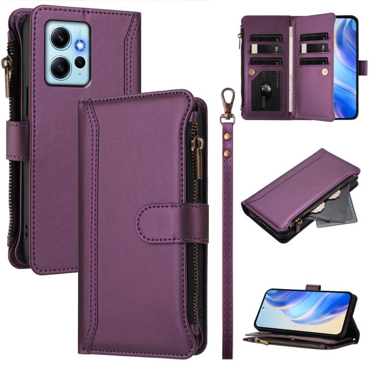Magnetic Closure 9 Card Slots Zipper Leather Case with Hand Strap, For Redmi K60 / K60 Pro / Poco F5 Pro, For Redmi Note 11 / 11S 4G / 12S 4G, For Redmi A1+ / A2+ / Poco C50 / Poco C51, For Redmi Note 11 Pro 4G / 5G, For Redmi Note 12 4G Global        ...