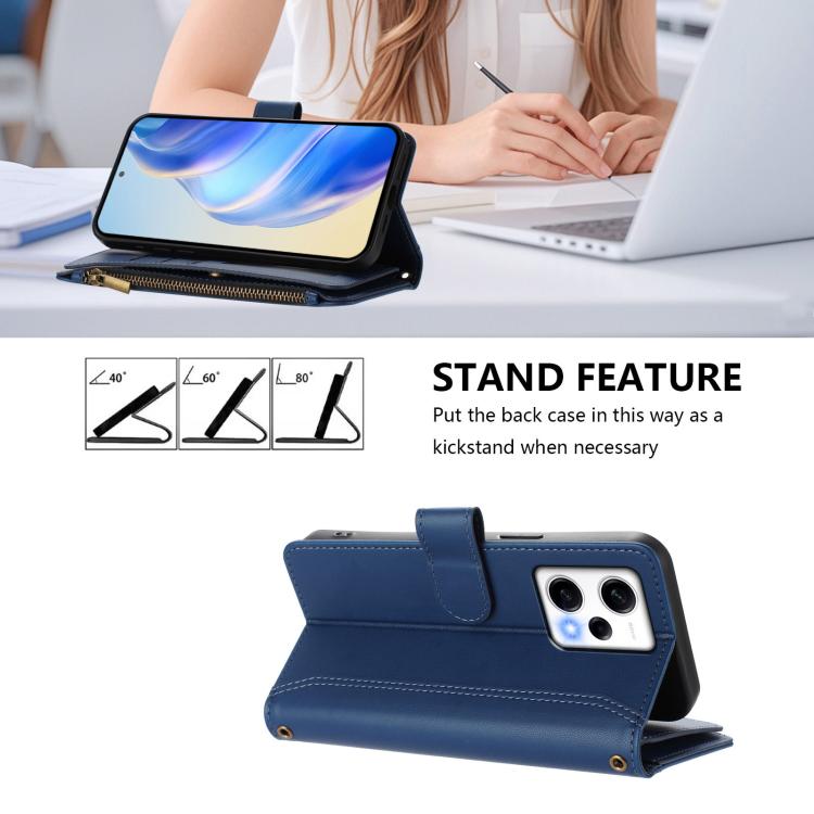 Magnetic Closure 9 Card Slots Zipper Leather Case with Hand Strap, For Redmi Note 12 Pro 5G Global / Poco X5 Pro, For Redmi Note 12 5G Global / Poco X5, For Redmi 10 5G / Note 11E / 11 Prime 5G, For Redmi Note 10 4G / Note 10S / Poco M5s               ...