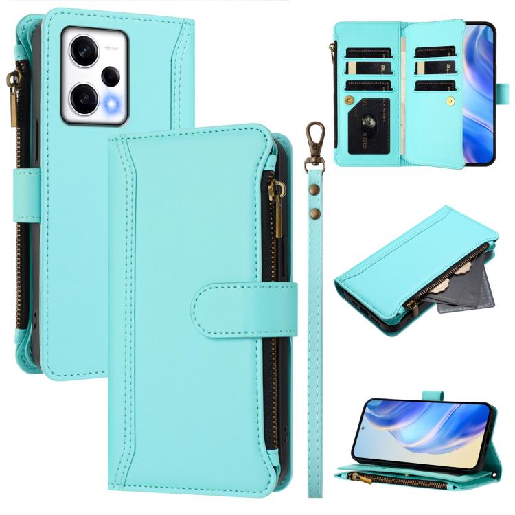 Magnetic Closure 9 Card Slots Zipper Leather Case with Hand Strap, For Redmi Note 12 Pro 5G Global / Poco X5 Pro, For Redmi Note 12 5G Global / Poco X5, For Redmi 10 5G / Note 11E / 11 Prime 5G, For Redmi Note 10 4G / Note 10S / Poco M5s               ...