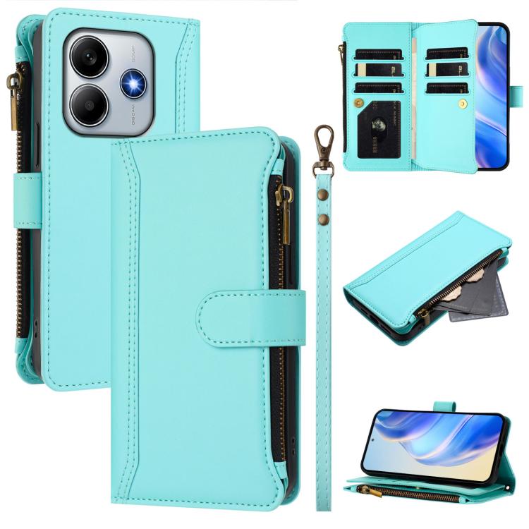 Magnetic Closure 9 Card Slots Zipper Leather Case with Hand Strap, For Redmi K80 / K80 Pro, For Redmi Note 14 Pro 4G, For Redmi Note 14 4G 163.25mm, For Redmi 14C 4G / 14R 5G / A3 Pro, For Redmi Note 14 Pro+ 5G, For Redmi K70 Ultra                     ...