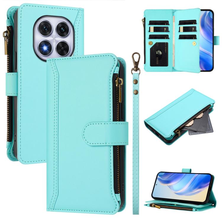 Magnetic Closure 9 Card Slots Zipper Leather Case with Hand Strap, For Redmi K80 / K80 Pro, For Redmi Note 14 Pro 4G, For Redmi Note 14 4G 163.25mm, For Redmi 14C 4G / 14R 5G / A3 Pro, For Redmi Note 14 Pro+ 5G, For Redmi K70 Ultra                     ...