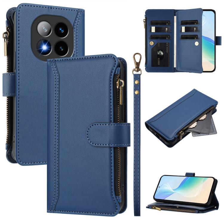 Magnetic Closure 9 Card Slots Zipper Leather Case with Hand Strap, For Redmi K80 / K80 Pro, For Redmi Note 14 Pro 4G, For Redmi Note 14 4G 163.25mm, For Redmi 14C 4G / 14R 5G / A3 Pro, For Redmi Note 14 Pro+ 5G, For Redmi K70 Ultra                     ...