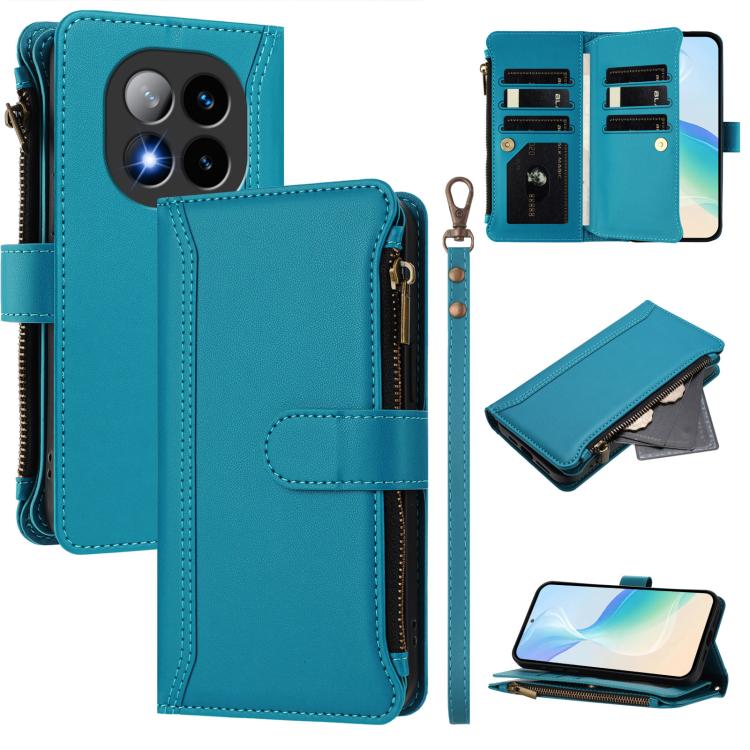 Magnetic Closure 9 Card Slots Zipper Leather Case with Hand Strap, For Redmi K80 / K80 Pro, For Redmi Note 14 Pro 4G, For Redmi Note 14 4G 163.25mm, For Redmi 14C 4G / 14R 5G / A3 Pro, For Redmi Note 14 Pro+ 5G, For Redmi K70 Ultra                     ...