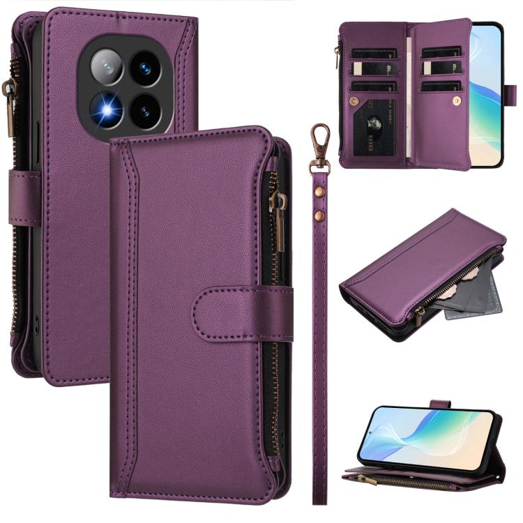 Magnetic Closure 9 Card Slots Zipper Leather Case with Hand Strap, For Redmi K80 / K80 Pro, For Redmi Note 14 Pro 4G, For Redmi Note 14 4G 163.25mm, For Redmi 14C 4G / 14R 5G / A3 Pro, For Redmi Note 14 Pro+ 5G, For Redmi K70 Ultra                     ...