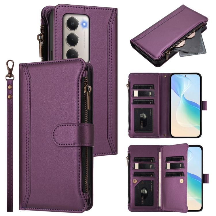 Magnetic Closure 9 Card Slots Zipper Leather Case with Hand Strap, For Redmi Note 15 Pro 5G Global 163.6mm, For Redmi 15 5G Global / 15 4G SEA 169.5mm, For Redmi 15 5G / 4G EU 171mm, For Redmi 13x / Redmi 13 4G / 5G, For Redmi A5 4G 173.3mm            ...