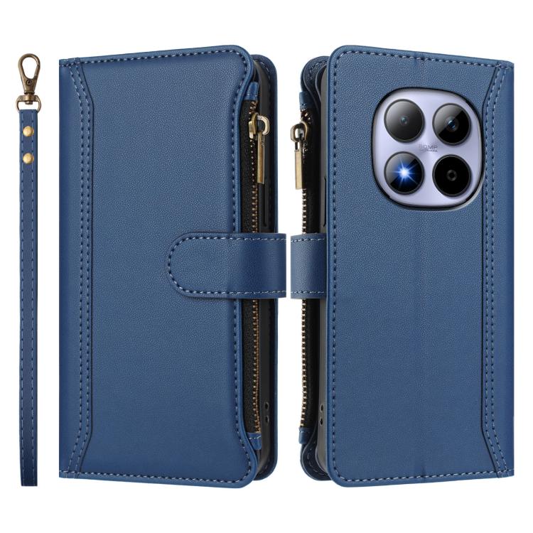 Magnetic Closure 9 Card Slots Zipper Leather Case with Hand Strap, For Redmi Note 15 Pro 5G Global 163.6mm, For Redmi 15 5G Global / 15 4G SEA 169.5mm, For Redmi 15 5G / 4G EU 171mm, For Redmi 13x / Redmi 13 4G / 5G, For Redmi A5 4G 173.3mm            ...