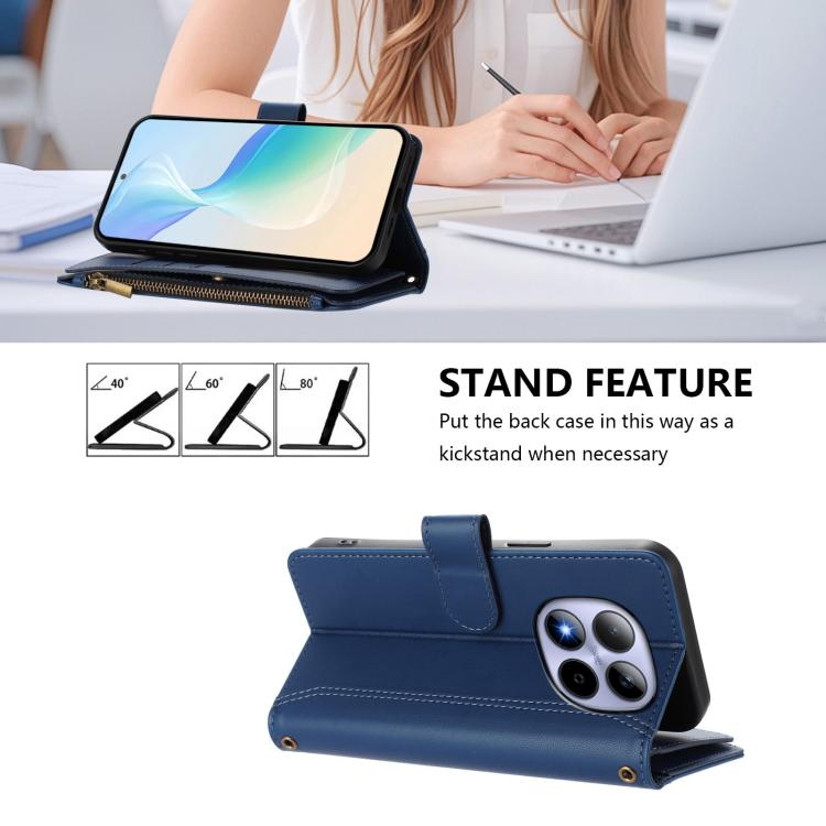 Magnetic Closure 9 Card Slots Zipper Leather Case with Hand Strap, For Redmi Note 15 Pro 5G Global 163.6mm, For Redmi 15 5G Global / 15 4G SEA 169.5mm, For Redmi 15 5G / 4G EU 171mm, For Redmi 13x / Redmi 13 4G / 5G, For Redmi A5 4G 173.3mm            ...