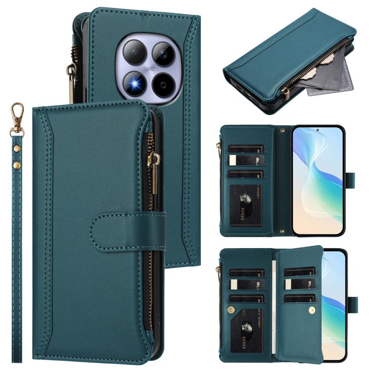 Magnetic Closure 9 Card Slots Zipper Leather Case with Hand Strap, For Redmi Note 15 Pro 5G Global 163.6mm, For Redmi 15 5G Global / 15 4G SEA 169.5mm, For Redmi 15 5G / 4G EU 171mm, For Redmi 13x / Redmi 13 4G / 5G, For Redmi A5 4G 173.3mm            ...