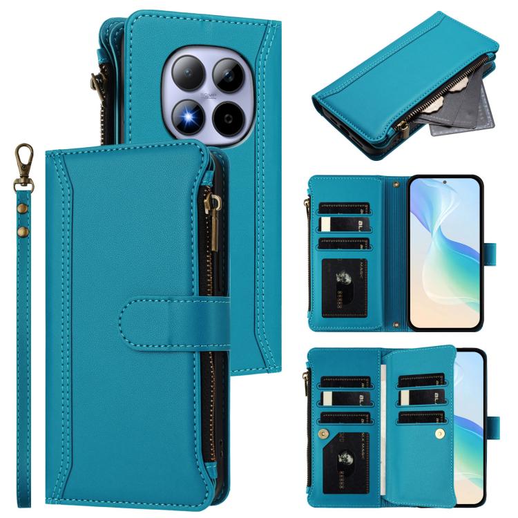 Magnetic Closure 9 Card Slots Zipper Leather Case with Hand Strap, For Redmi Note 15 Pro 5G Global 163.6mm, For Redmi 15 5G Global / 15 4G SEA 169.5mm, For Redmi 15 5G / 4G EU 171mm, For Redmi 13x / Redmi 13 4G / 5G, For Redmi A5 4G 173.3mm            ...