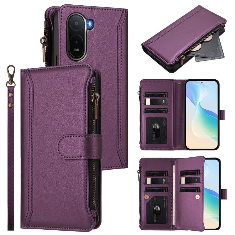 Magnetic Closure 9 Card Slots Zipper Leather Case with Hand Strap, For Redmi A5 4G 171.7mm / Poco C71, For Redmi K90 Max 5G, For Redmi A7 Pro 4G Global / Poco C85x 5G, For Redmi 15a 5G Global, For Redmi Turbo 5 Max 5G/Poco X8 Pro Max 5G                ...