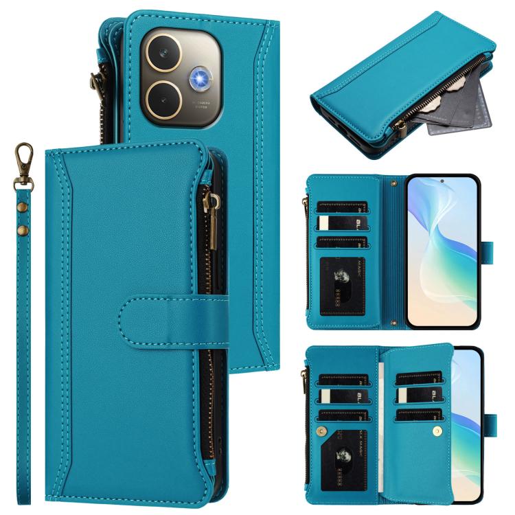 Magnetic Closure 9 Card Slots Zipper Leather Case with Hand Strap, For OPPO Reno14 F 5G, For OPPO A5 5G Global, For OPPO K12S / K13 India, For OPPO Find X8s+ 5G, For OPPO Find X8s 5G, For OPPO Find X8 Ultra 5G, For OPPO A5 Pro 5G Global / A5 Pro 4G Glo...