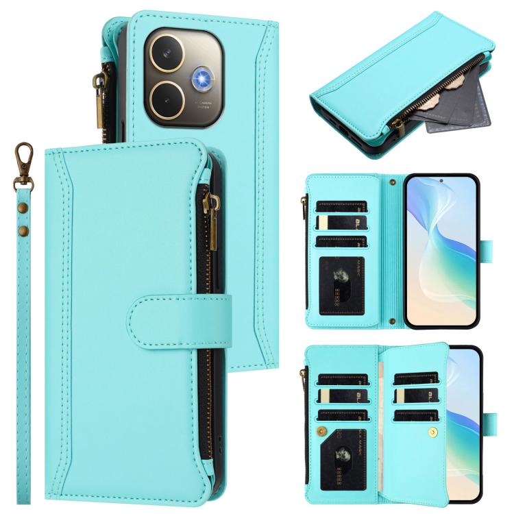Magnetic Closure 9 Card Slots Zipper Leather Case with Hand Strap, For OPPO Reno14 F 5G, For OPPO A5 5G Global, For OPPO K12S / K13 India, For OPPO Find X8s+ 5G, For OPPO Find X8s 5G, For OPPO Find X8 Ultra 5G, For OPPO A5 Pro 5G Global / A5 Pro 4G Glo...