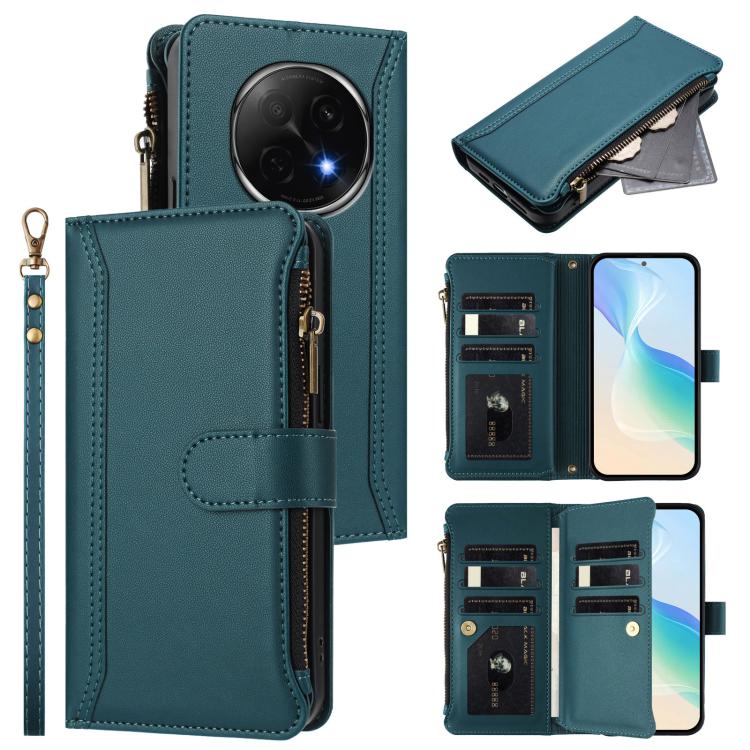 Magnetic Closure 9 Card Slots Zipper Leather Case with Hand Strap, For OPPO Reno14 F 5G, For OPPO A5 5G Global, For OPPO K12S / K13 India, For OPPO Find X8s+ 5G, For OPPO Find X8s 5G, For OPPO Find X8 Ultra 5G, For OPPO A5 Pro 5G Global / A5 Pro 4G Glo...