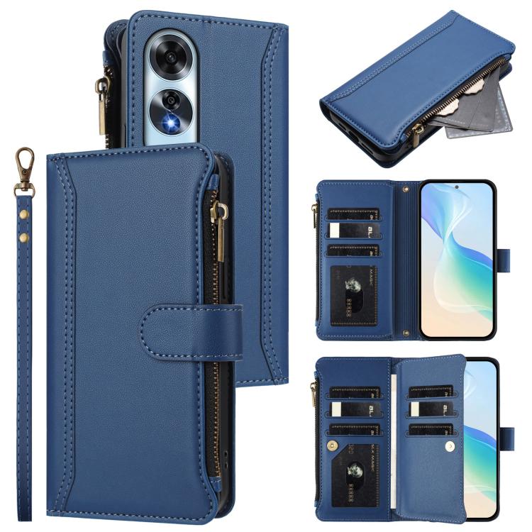 Magnetic Closure 9 Card Slots Zipper Leather Case with Hand Strap, For OPPO F29 5G Global, For OPPO Reno13 F 5G/Reno13 F 4G India, For OPPO A3 4G Global / A60 5G Global, For OPPO Find X8 5G Global, For OPPO A3 Pro 5G Global / K12X 5G Global            ...