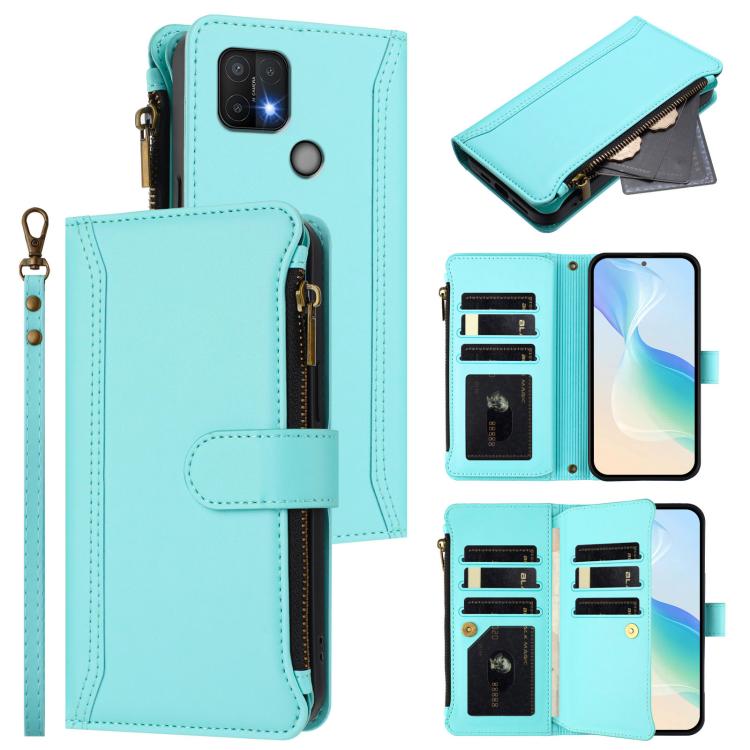 Magnetic Closure 9 Card Slots Zipper Leather Case with Hand Strap, For OPPO Find X6 Pro 5G Global, For OPPO Find X6 5G Global, For OPPO A1 Pro 5G / Reno8 T 5G Global, For OPPO A57 4G Global / A77 4G Global, For OPPO A17 4G Global / A17K                ...