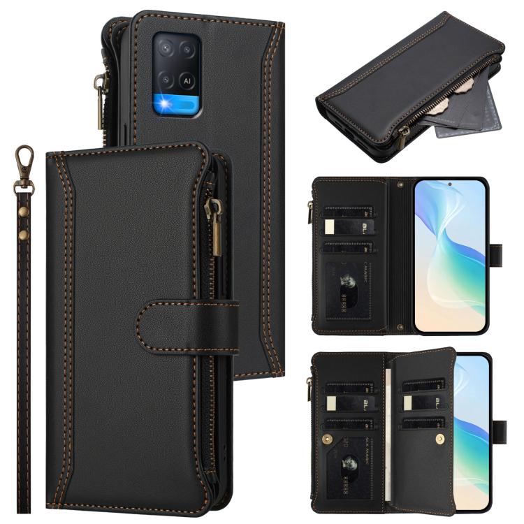 Magnetic Closure 9 Card Slots Zipper Leather Case with Hand Strap, For OPPO Find X5 Pro, For OPPO Find X5, For OPPO A56 5G / A55 5G / A54 4G, For OPPO A11S 4G, For OPPO A74 4G / F19 / F19S / A95, For OPPO F19 Pro / Reno5 F / Reno5 Lite                 ...