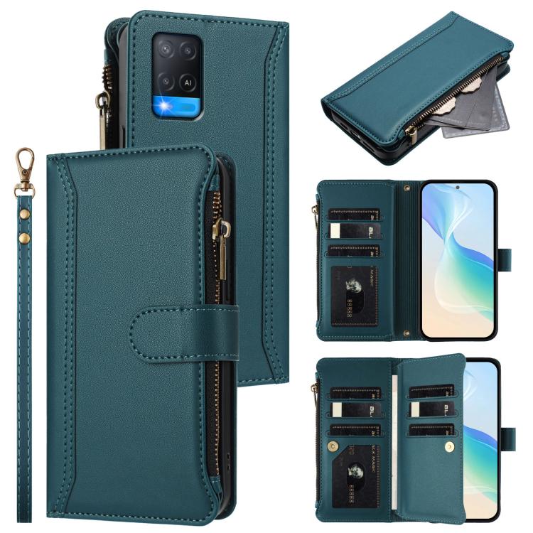 Magnetic Closure 9 Card Slots Zipper Leather Case with Hand Strap, For OPPO Find X5 Pro, For OPPO Find X5, For OPPO A56 5G / A55 5G / A54 4G, For OPPO A11S 4G, For OPPO A74 4G / F19 / F19S / A95, For OPPO F19 Pro / Reno5 F / Reno5 Lite                 ...
