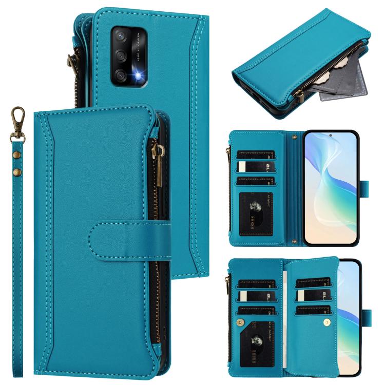 Magnetic Closure 9 Card Slots Zipper Leather Case with Hand Strap, For OPPO Find X5 Pro, For OPPO Find X5, For OPPO A56 5G / A55 5G / A54 4G, For OPPO A11S 4G, For OPPO A74 4G / F19 / F19S / A95, For OPPO F19 Pro / Reno5 F / Reno5 Lite                 ...