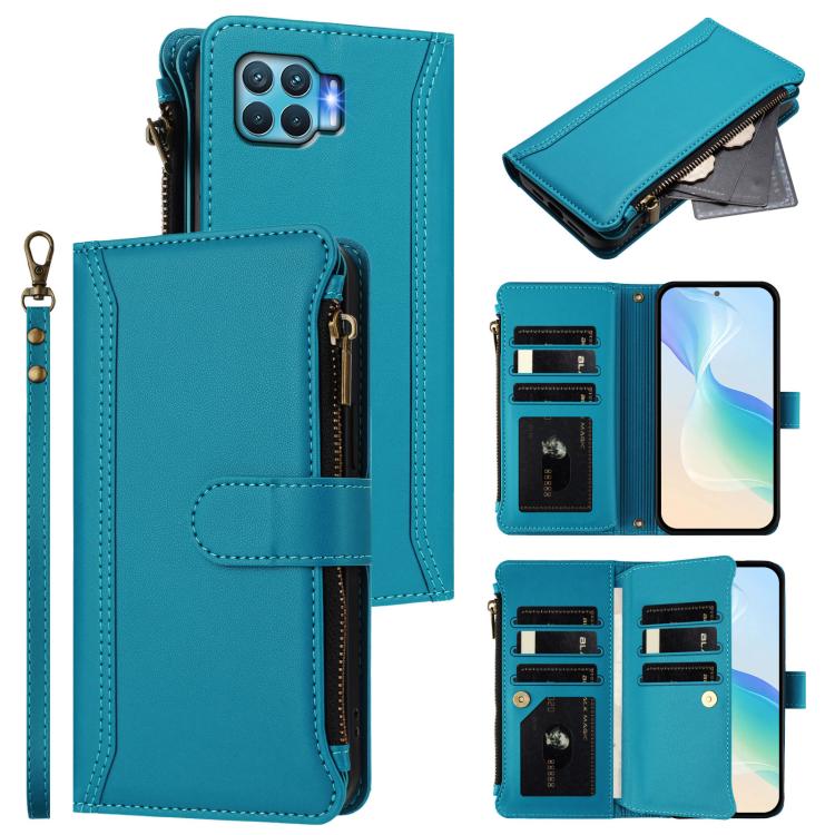 Magnetic Closure 9 Card Slots Zipper Leather Case with Hand Strap, For OPPO A93 4G 2020 Global / F17 Pro, For OPPO A72 / A52 / A92 4G, For OPPO A92S 5G, For OPPO A79 5G Global