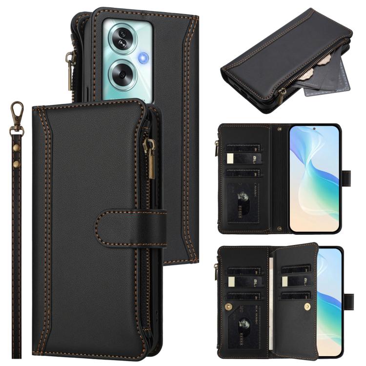 Magnetic Closure 9 Card Slots Zipper Leather Case with Hand Strap, For OPPO A93 4G 2020 Global / F17 Pro, For OPPO A72 / A52 / A92 4G, For OPPO A92S 5G, For OPPO A79 5G Global