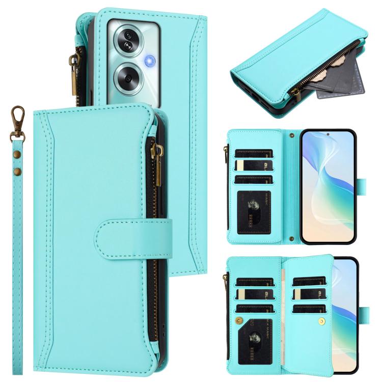 Magnetic Closure 9 Card Slots Zipper Leather Case with Hand Strap, For OPPO A93 4G 2020 Global / F17 Pro, For OPPO A72 / A52 / A92 4G, For OPPO A92S 5G, For OPPO A79 5G Global