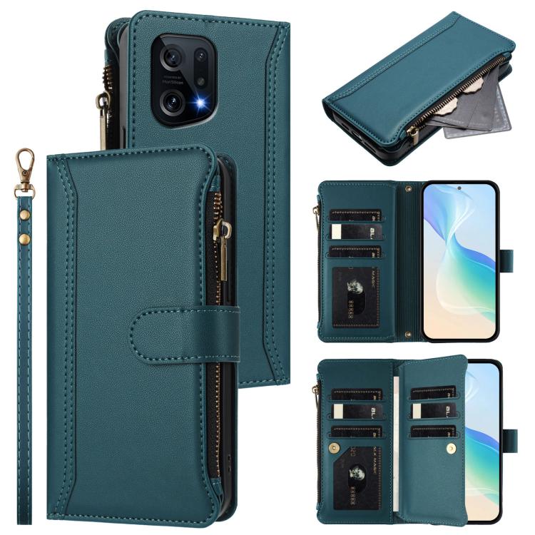 Magnetic Closure 9 Card Slots Zipper Leather Case with Hand Strap, For OPPO Find X5 Pro, For OPPO Find X5, For OPPO A56 5G / A55 5G / A54 4G, For OPPO A11S 4G, For OPPO A74 4G / F19 / F19S / A95, For OPPO F19 Pro / Reno5 F / Reno5 Lite                 ...