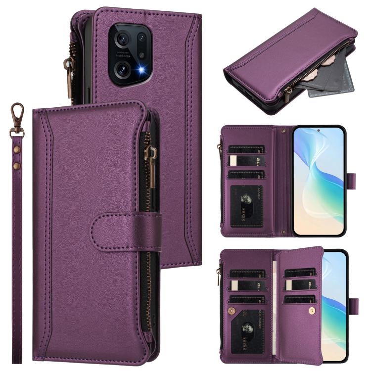Magnetic Closure 9 Card Slots Zipper Leather Case with Hand Strap, For OPPO Find X5 Pro, For OPPO Find X5, For OPPO A56 5G / A55 5G / A54 4G, For OPPO A11S 4G, For OPPO A74 4G / F19 / F19S / A95, For OPPO F19 Pro / Reno5 F / Reno5 Lite                 ...