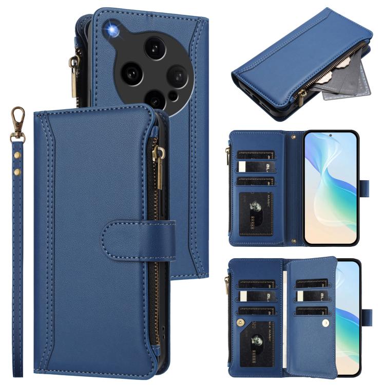 Magnetic Closure 9 Card Slots Zipper Leather Case with Hand Strap, For OPPO Reno14 F 5G, For OPPO A5 5G Global, For OPPO K12S / K13 India, For OPPO Find X8s+ 5G, For OPPO Find X8s 5G, For OPPO Find X8 Ultra 5G, For OPPO A5 Pro 5G Global / A5 Pro 4G Glo...