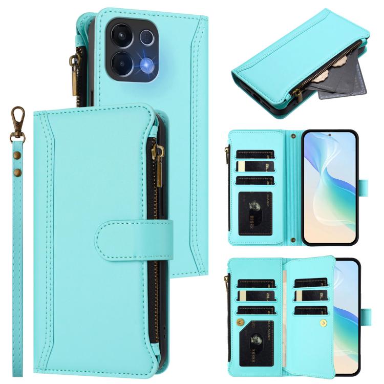 Magnetic Closure 9 Card Slots Zipper Leather Case with Hand Strap, For OPPO Reno14 F 5G, For OPPO A5 5G Global, For OPPO K12S / K13 India, For OPPO Find X8s+ 5G, For OPPO Find X8s 5G, For OPPO Find X8 Ultra 5G, For OPPO A5 Pro 5G Global / A5 Pro 4G Glo...