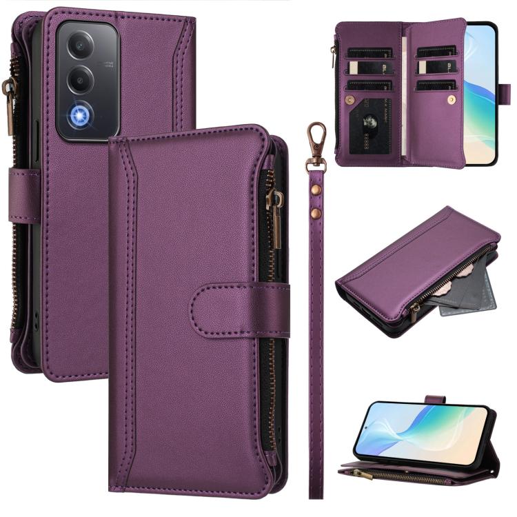 Magnetic Closure 9 Card Slots Zipper Leather Case with Hand Strap, For OPPO Reno14 F 5G, For OPPO A5 5G Global, For OPPO K12S / K13 India, For OPPO Find X8s+ 5G, For OPPO Find X8s 5G, For OPPO Find X8 Ultra 5G, For OPPO A5 Pro 5G Global / A5 Pro 4G Glo...