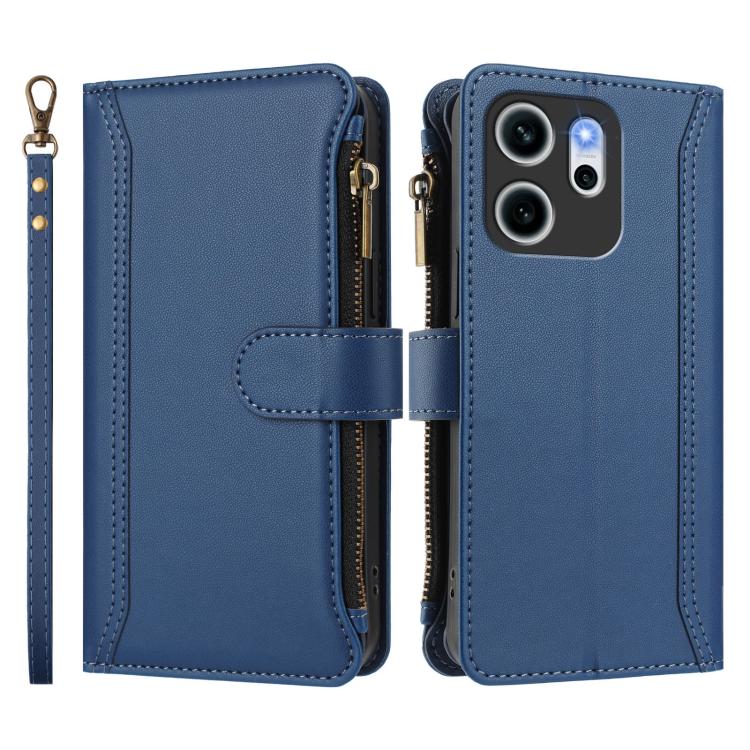Magnetic Closure 9 Card Slots Zipper Leather Case with Hand Strap, For OPPO Reno14 F 5G, For OPPO A5 5G Global, For OPPO K12S / K13 India, For OPPO Find X8s+ 5G, For OPPO Find X8s 5G, For OPPO Find X8 Ultra 5G, For OPPO A5 Pro 5G Global / A5 Pro 4G Glo...