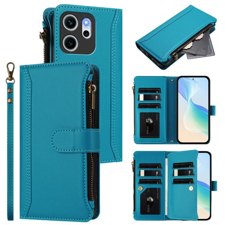 Magnetic Closure 9 Card Slots Zipper Leather Case with Hand Strap, For OPPO Reno14 F 5G, For OPPO A5 5G Global, For OPPO K12S / K13 India, For OPPO Find X8s+ 5G, For OPPO Find X8s 5G, For OPPO Find X8 Ultra 5G, For OPPO A5 Pro 5G Global / A5 Pro 4G Glo...
