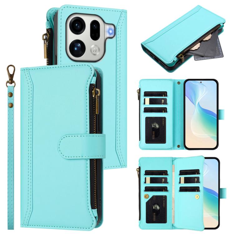 Magnetic Closure 9 Card Slots Zipper Leather Case with Hand Strap, For OPPO Reno16 F 5G/Reno16 FS 5G, For OPPO Reno16/Reno16 Pro 5G Global, For OPPO Find X9s Pro 5G, For OPPO Find X9 Ultra, For OPPO Find X9, For OPPO A6 GT 5G, For OPPO Find X9 Pro     ...