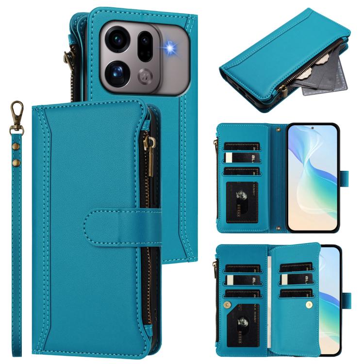 Magnetic Closure 9 Card Slots Zipper Leather Case with Hand Strap, For OPPO Reno16 F 5G/Reno16 FS 5G, For OPPO Reno16/Reno16 Pro 5G Global, For OPPO Find X9s Pro 5G, For OPPO Find X9 Ultra, For OPPO Find X9, For OPPO A6 GT 5G, For OPPO Find X9 Pro     ...