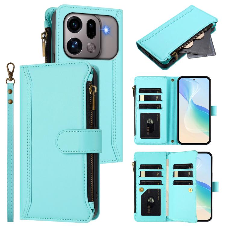 Magnetic Closure 9 Card Slots Zipper Leather Case with Hand Strap, For OPPO Reno16 F 5G/Reno16 FS 5G, For OPPO Reno16/Reno16 Pro 5G Global, For OPPO Find X9s Pro 5G, For OPPO Find X9 Ultra, For OPPO Find X9, For OPPO A6 GT 5G, For OPPO Find X9 Pro     ...