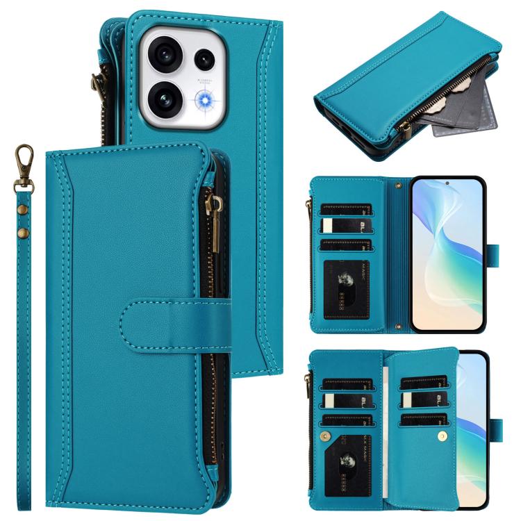 Magnetic Closure 9 Card Slots Zipper Leather Case with Hand Strap, For OPPO Reno16 F 5G/Reno16 FS 5G, For OPPO Reno16/Reno16 Pro 5G Global, For OPPO Find X9s Pro 5G, For OPPO Find X9 Ultra, For OPPO Find X9, For OPPO A6 GT 5G, For OPPO Find X9 Pro     ...