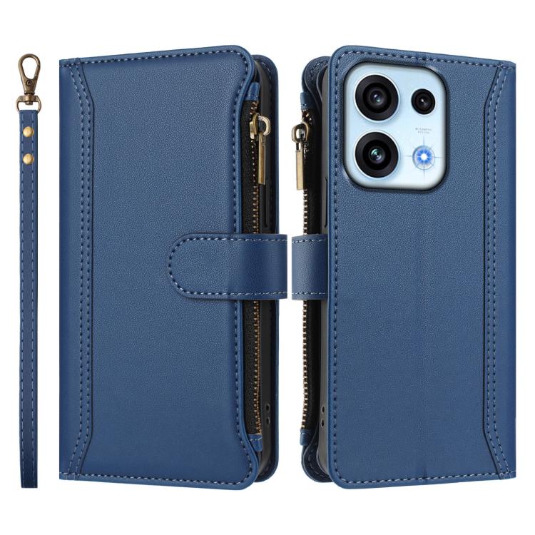 Magnetic Closure 9 Card Slots Zipper Leather Case with Hand Strap, For OPPO Reno16 F 5G/Reno16 FS 5G, For OPPO Reno16/Reno16 Pro 5G Global, For OPPO Find X9s Pro 5G, For OPPO Find X9 Ultra, For OPPO Find X9, For OPPO A6 GT 5G, For OPPO Find X9 Pro     ...