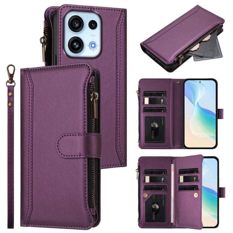 Magnetic Closure 9 Card Slots Zipper Leather Case with Hand Strap, For OPPO Reno16 F 5G/Reno16 FS 5G, For OPPO Reno16/Reno16 Pro 5G Global, For OPPO Find X9s Pro 5G, For OPPO Find X9 Ultra, For OPPO Find X9, For OPPO A6 GT 5G, For OPPO Find X9 Pro     ...