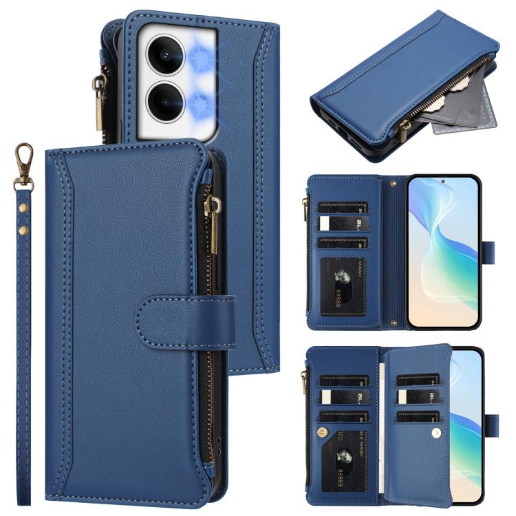 Magnetic Closure 9 Card Slots Zipper Leather Case with Hand Strap, For OPPO Reno9 5G / 9 Pro 5G, For OPPO Reno8 Pro+ 5G, For OPPO Reno8 Pro 5G, For OPPO Reno8 5G Global, For OPPO Reno7 5G Global / Find X5 Lite, For OPPO Reno5 5G / Find X3 Lite