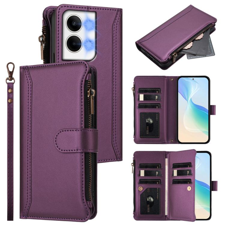 Magnetic Closure 9 Card Slots Zipper Leather Case with Hand Strap, For OPPO Reno9 5G / 9 Pro 5G, For OPPO Reno8 Pro+ 5G, For OPPO Reno8 Pro 5G, For OPPO Reno8 5G Global, For OPPO Reno7 5G Global / Find X5 Lite, For OPPO Reno5 5G / Find X3 Lite