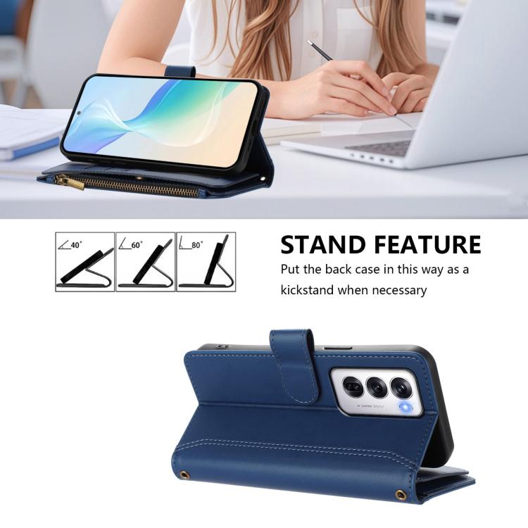 Magnetic Closure 9 Card Slots Zipper Leather Case with Hand Strap, For OPPO Reno12 5G Global, For OPPO Reno11 F 5G Global, For OPPO Reno11 5G Global, For OPPO Reno11 Pro 5G Global, For OPPO Reno9 A, For OPPO Reno10 Global / Reno10 Pro Global           ...