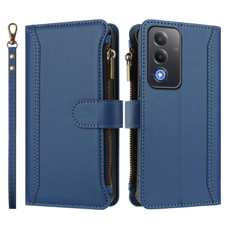 Magnetic Closure 9 Card Slots Zipper Leather Case with Hand Strap, For OPPO A5 5G / A3 Pro 5G Global, For OPPO Reno14 Pro 5G Global, For OPPO Reno14 5G Global, For OPPO Reno13 Pro 5G Global, For OPPO Reno13 5G Global, For OPPO Reno13 F 5G Global       ...
