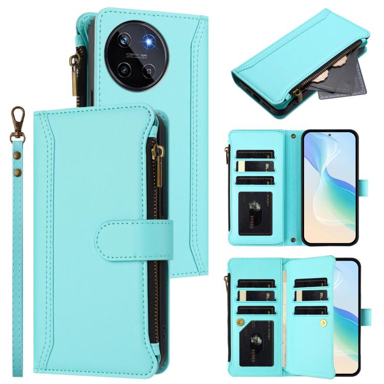 Magnetic Closure 9 Card Slots Zipper Leather Case with Hand Strap, For Realme GT 6 5G Global / GT 6T 5G Global, For Realme C67 4G Global / 12 Lite 4G Global, For Realme 12 Pro 5G Global / P1 Pro 5G, For Realme C53 4G Global / C51 4G                    ...