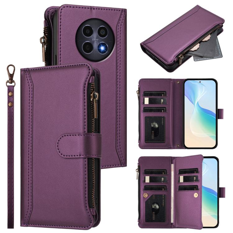 Magnetic Closure 9 Card Slots Zipper Leather Case with Hand Strap, For Realme GT7 Pro 5G / GT7 Pro Racing, For Realme C63 5G Global, For Realme 12 5G Global / 12X 5G Global, For Realme C63 4G Global / Narzo N63 4G                                       ...